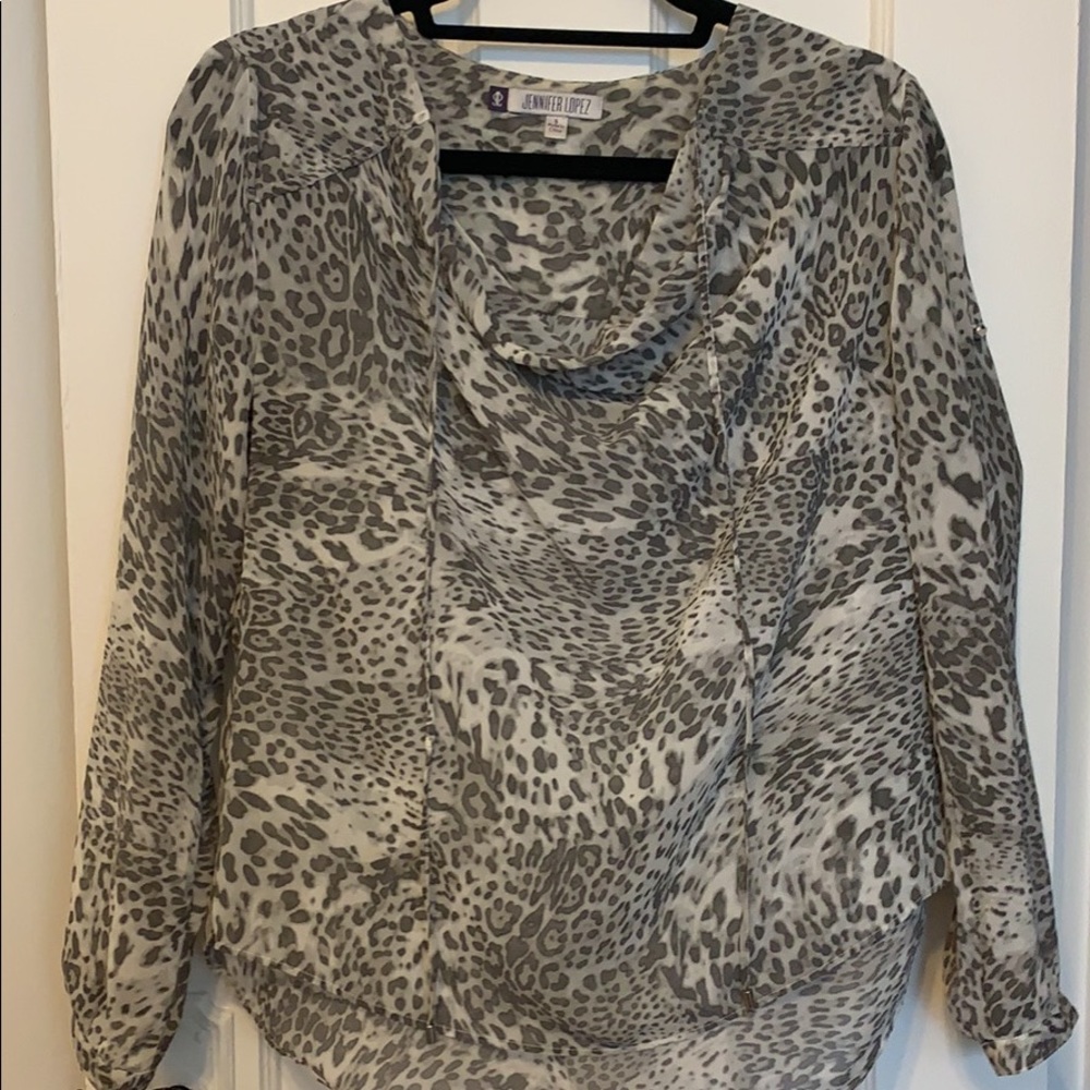 Jennifer Lopez animal print blouse